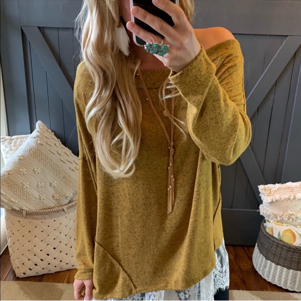 Off the shoulder knit tunic